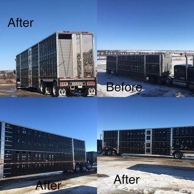 Before and after truck and trailer wash