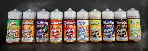 Craving something sweet? We have a range of flavors in our craving custard juices. Available in 3mg or 6mg!