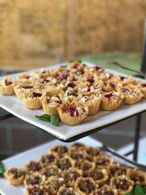 Raspberry almond blue cheese mascarpone tartlets