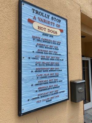 Partial menu - Different styles of dogs