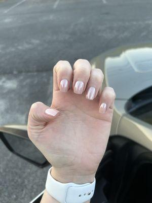 Dip nails with chrome by Mia. (Color 222 with white chrome)