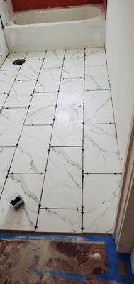 Restroom floor tile