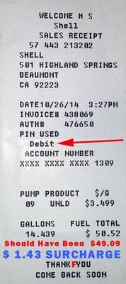 Like normal gas stations that offer CASH Pricing for Debit Cards, the Pump asks: "Debit or Credit Y/N?"