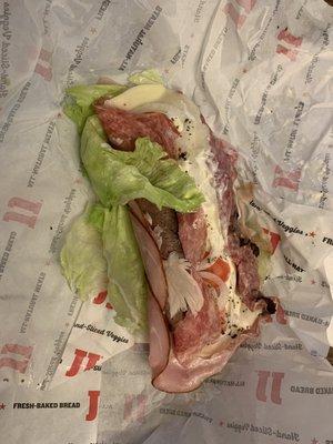 I ordered an unwhich and this is what I got. Usually it's fully wrapped in lettuce, not one piece holding the bottom