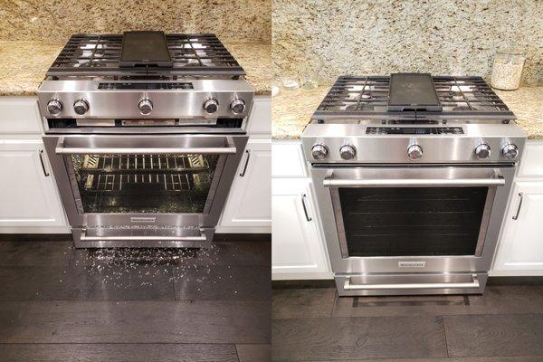 Repaired broken glass door on oven