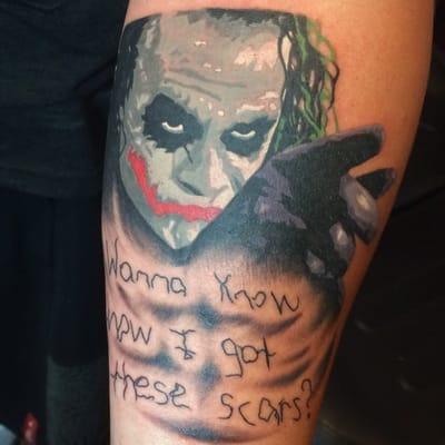 Pixelated joker poster, tattoo