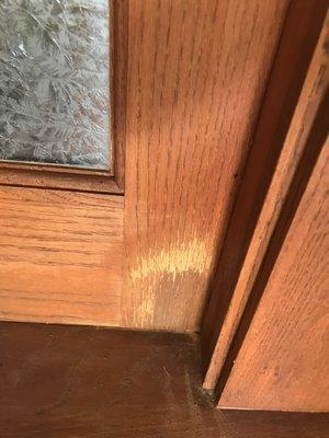 Sanded off our stain down to nothing and had to try to match it only after I complained.