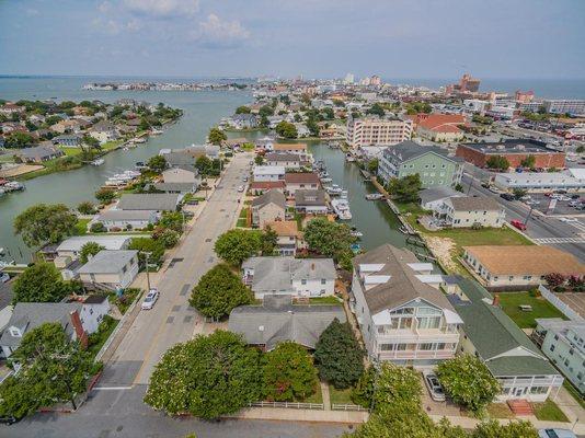 Ariel view of canal and Assawoman Bay