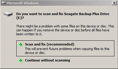 Check Disk message even though safe removal done.