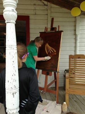 Thanks to guest oil and canvas artist Leanne Larson at Clara's today.