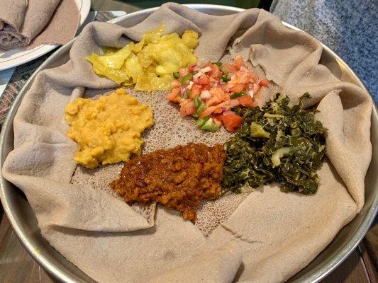 Vegetarian Sampler with gluten-free injera