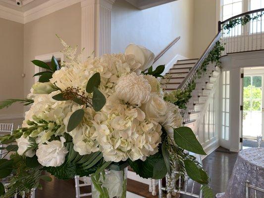 Separk Wedding Venue, a true Gastonia Gem! All White Centerpiece, Beautiful Wedding!