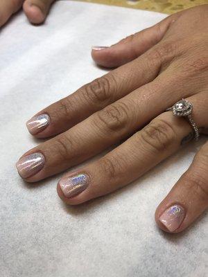 Gel manicure with a holo fade