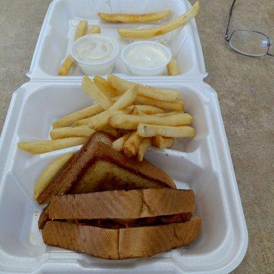 Under $5 for the ham and cheese sandwich special with a side of fries.