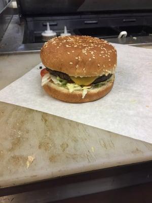 This is how a cheeseburger looks like when we make it nice,tasty,and juicy.