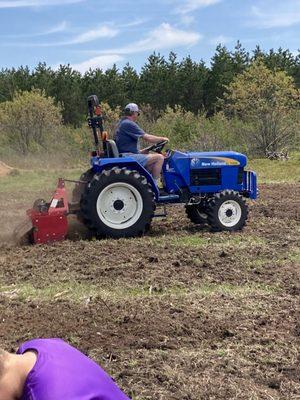 Tractor with 72" wide tiller 3 PT