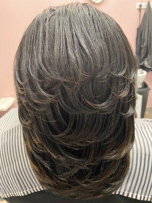 Long-Layered Cut/Relaxed Hair