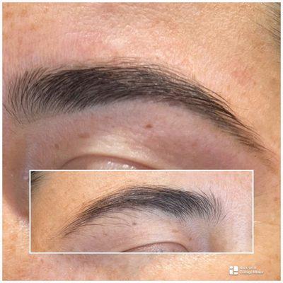 Before and after brow shaping