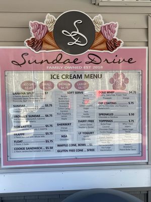 Soft serve menu