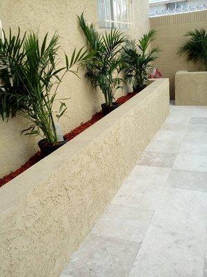 block and stucco planters