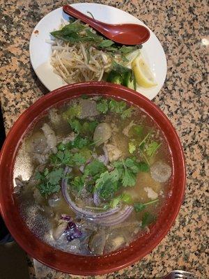 Pho with Rare Steak, Brisket, Tendons and Beef Meatballs