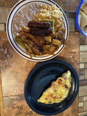 Brunch buffet. Tasty omelette and all the delicious Buffett items