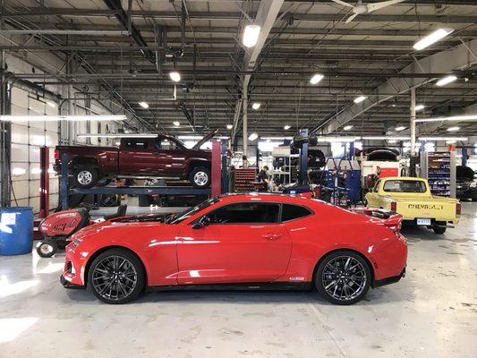 Inside the service department at Uebelhor Chevrolet Cadillac in Jasper Indiana.