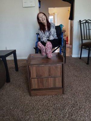 My Momma with the end table