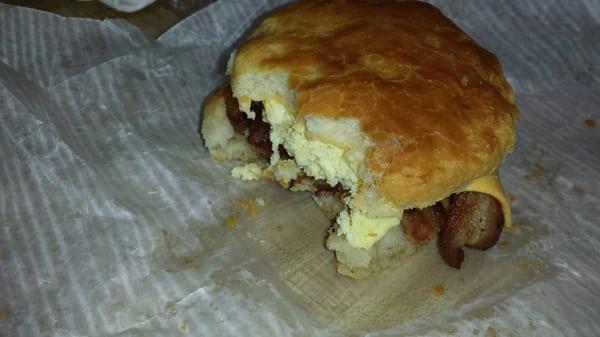 Bacon, cheese, and egg biscuit (whoops already ate some)