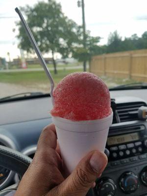 Tiger's Blood (strawberry & coconut- kiddie size). Always a "Go-To" flavor for me, wherever I go. #FatCityGuyInASmallCountryTown