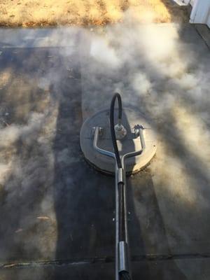 Concrete rotary steam cleaning