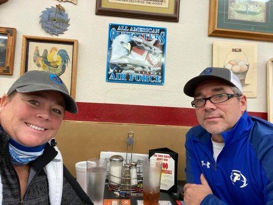 Owners Kristy & Bill at one of their favorite lunch spots Around the Corner