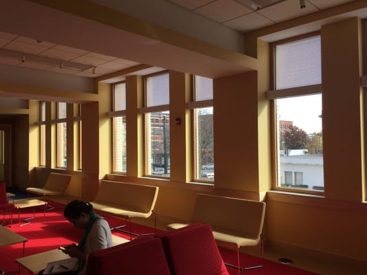 Airy waiting rooms with high ceilings and expansive windows that let the light in. I love the new building!