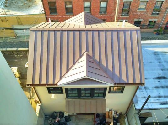 Standing seam copper roof we did in Hoboken.