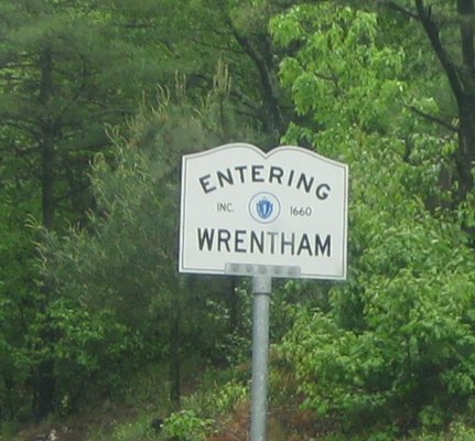 The new Wrentham/Cumberland RI sign.