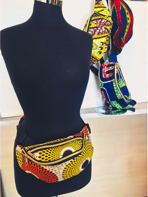 African Wax Print fanny packs, available in-store.