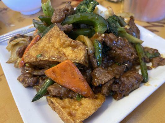 Crispy beef with Tofu dish. This was also very good. We had  brown rice and BYOB.