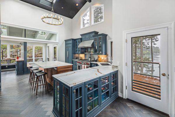 Kitchen Renovation Canyon Creek Custom Cabinetry with Brushed Oak Chevron Flooring