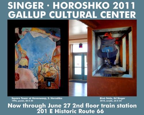 Exhibit, Gallup Cultural Center, Art Juice Studio artists: Horoshko & Singer, '11. L: Hovenweep National Monument; R: Bina Seda