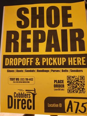 You can now drop your shoes off for repairs just scan and Place your order!