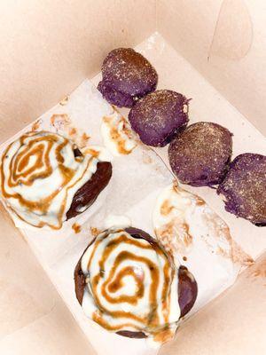 ube cinnamon rolls and ube pandesal