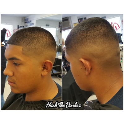 Mid bald fade with a 2 metal clip