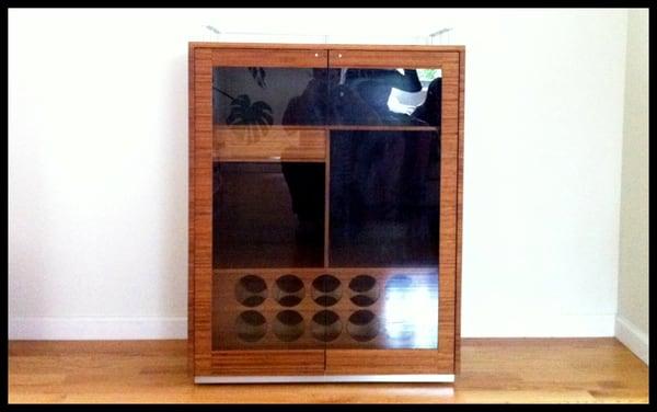 Custom bar cabinet from salvaged bamboo ply.  Finished in walnut and linseed oil.