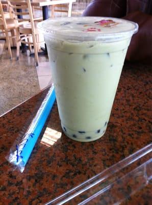 Matcha green tea with boba