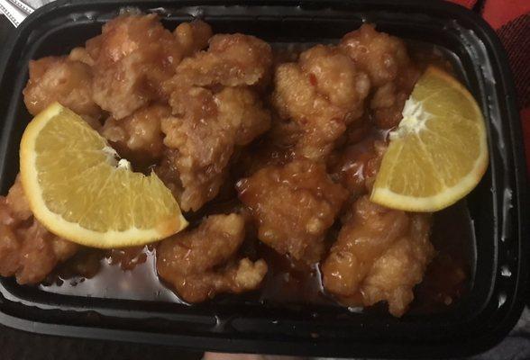 Orange chicken in Orange Flavored Chicken (w/ Spicy Orange Peel Sauce)