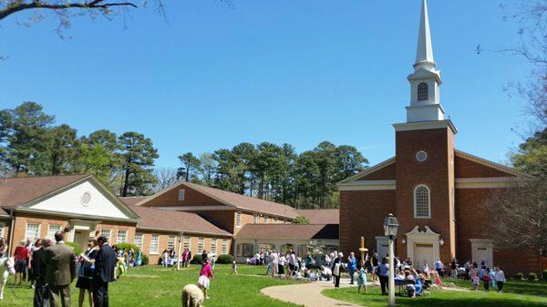 Easter egg hunt on Palm Sunday