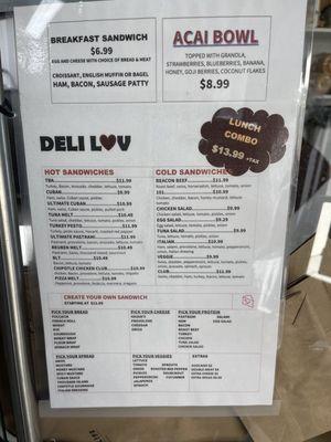 Updated menu prices