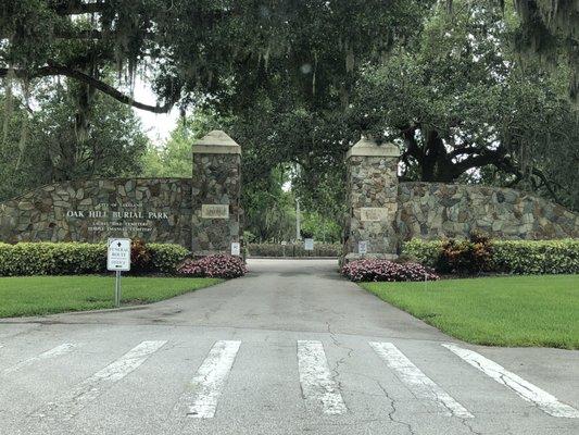 Front gates of Oak Hill