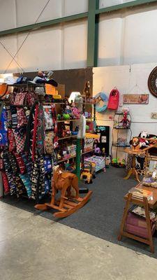 Pillows, rocking chair, bag booth.