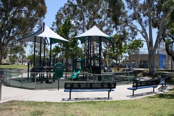 Toddler playground, gated all around. June 2011